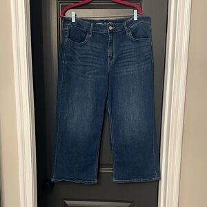 Old Navy High Rise Dark Blue Cropped Wide Leg Jeans